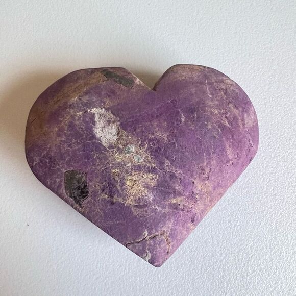 Natural Raw‎ Purpurite Heart Carving (1) - Picture 4 of 8